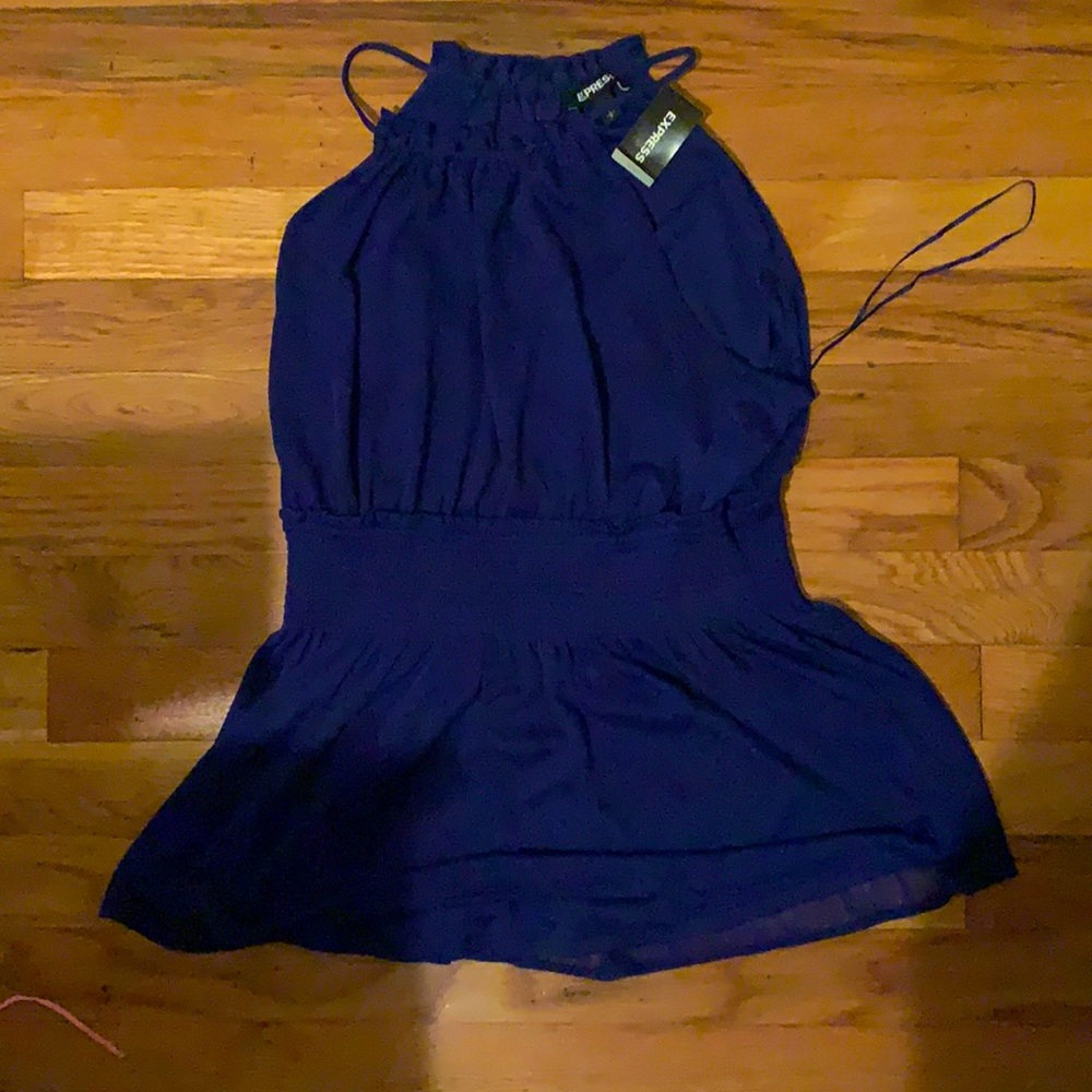 Blue empire waist top